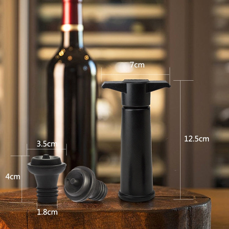 Red Wine Vacuum Pump Freshener Silicone Wine Stopper Set, Specification:Black Pump 4-stopper Box by bashfashion