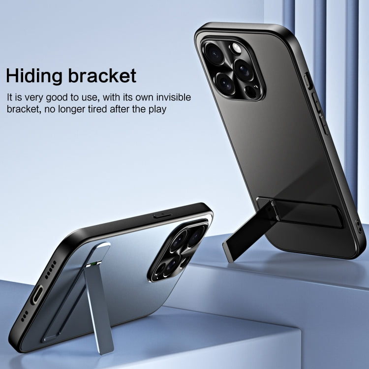 For iPhone 15 Pro Max R-JUST RJ-61 Electroplating Frosted TPU + PC Phone Case with Holder(Silver) by R-JUST