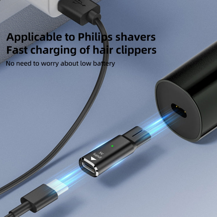 Shaver / Clipper Charging Adapter for Philips, Interface:Type-C to 15V Oval(Black) by bashfashion