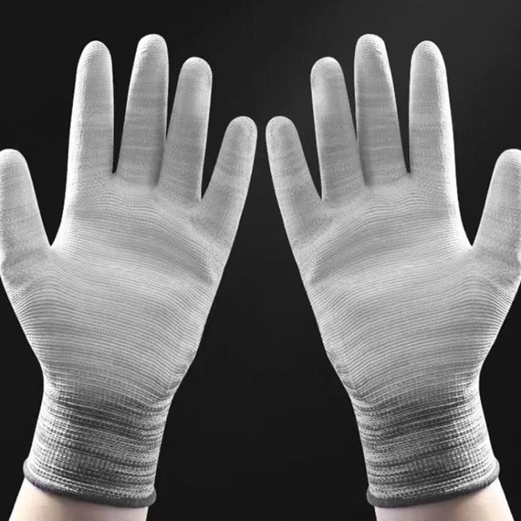 A Pair Striped PU Coated Palm Anti-static Labor Protection Gloves Random Color Delivery, Size:M by bashfashion