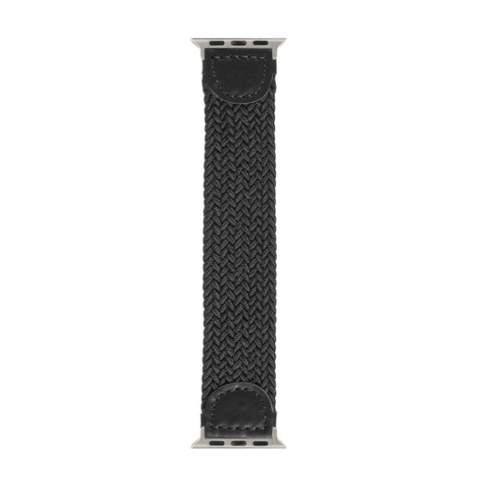 Nylon + Leather Braided Watch Band For Apple Watch Series 7 41mm / 6 & SE & 5 & 4 40mm / 3 & 2 & 1 38mm, Size:M(Black) by bashfashion