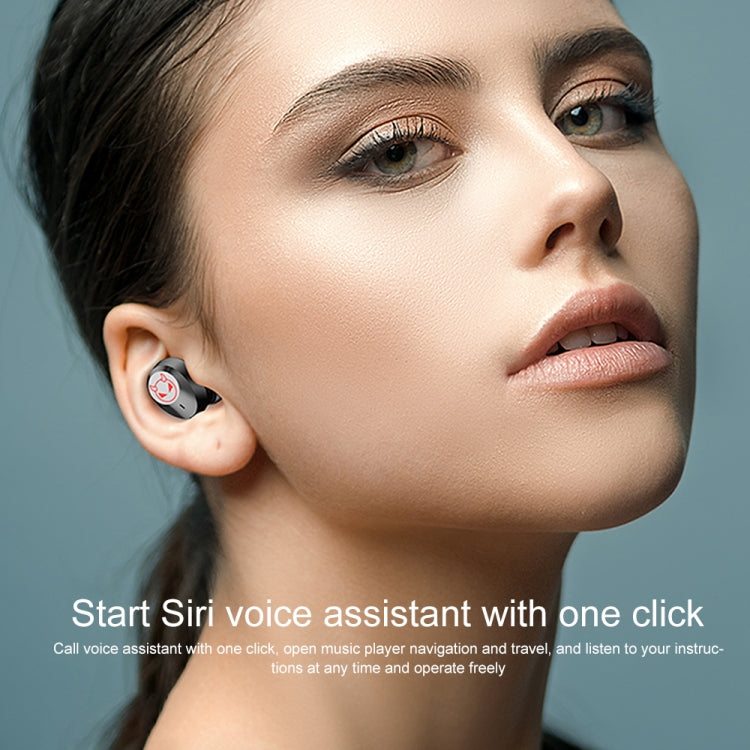 M23 Little Devil Pattern Intelligent Noise Reduction Touch Bluetooth Earphone with Three-screen Battery Display & Mirror Charging Box, Support HD Call & Siri (Black) by bashfashion