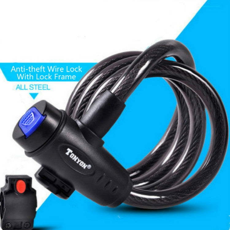 TONYON TY588 Universal Bicycle Lock Mountain Bike Wire Lock Bicycle Ring Type Lock, Style:With Lock Frame by TONYON
