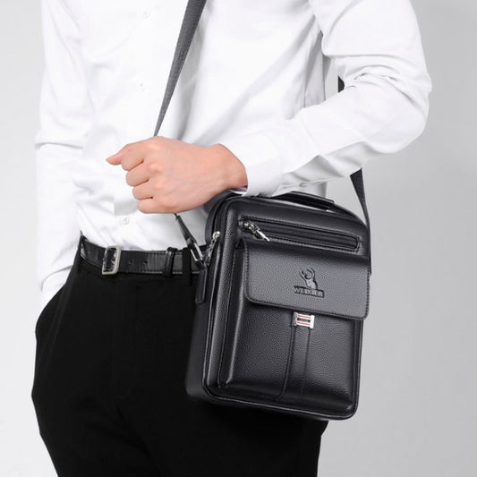 WEIXIER D244 Men Shoulder Bag Large Capacity Business Retro Messenger Bag(Black) by WEIXIER