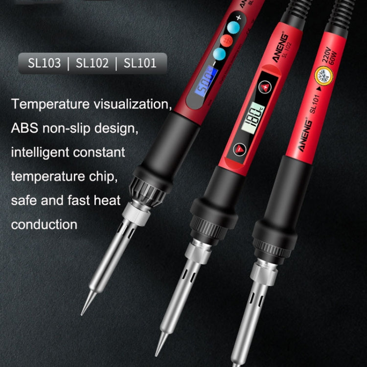 ANENG SL103 25pcs/set Intelligent Digital Display Temperature Adjustment Household Constant Temperature Soldering Iron Set 60W Internal Heat Welding Tool Kit(EU Plug) by ANENG