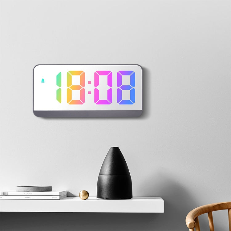 Colorful Fonts LED Electronic Alarm Clock Large Screen Clock(0725 Black Shell Black Surface C) by bashfashion