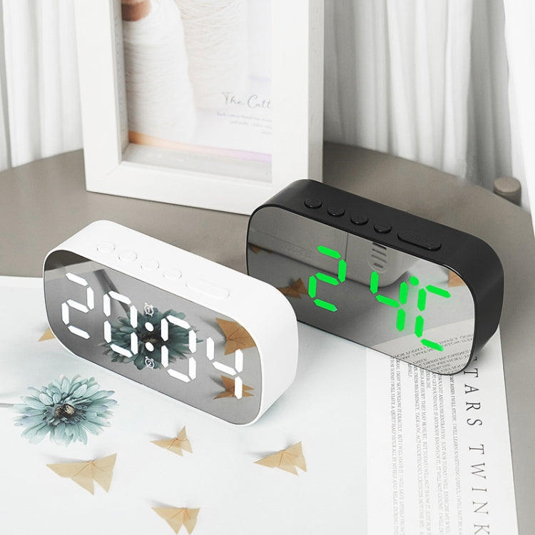 6637 LED Digital Display Temperature Electronic Clock Desktop Mirror Alarm Clock(White White Light) by bashfashion