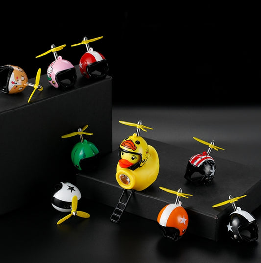 Yellow Duck Bike Bell Handlebar Headlight Car Ornaments Cycling Accessories Helmets Decor(Star Helmet Red) by bashfashion