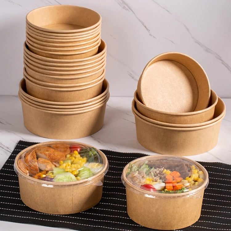 10pcs 1300ml Disposable Single PE Laminated Paper Bowl Round Soup Bowl Packed Fast Food Boxes(Vellum Bowl) by bashfashion