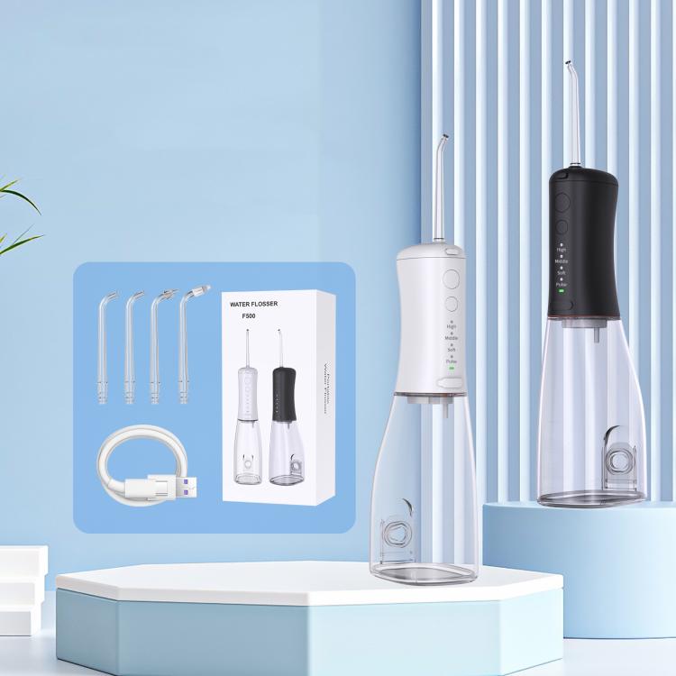 F500 IPX7 Waterproof 350ml Rechargeable Portable Handheld Pulse Electric Flosser(White) by bashfashion