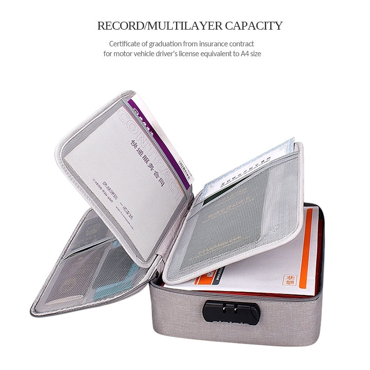 ZJ02 Waterproof Polyester Multi-layer Document Storage Bag Laptop Bag for All Sizes of Laptops, with Password Lock(Grey) by bashfashion