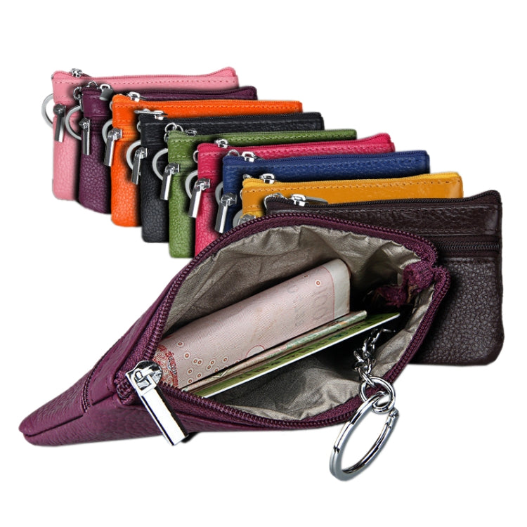 Cowhide Leather Zipper Solid Color Horizontal Card Holder Wallet RFID Blocking Coin Purse Card Bag Protect Case, Size: 11.4*7.4cm(Green) by bashfashion