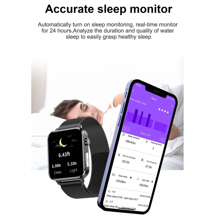 E86 1.7 inch TFT Color Screen IP68 Waterproof Smart Watch, Support Blood Oxygen Monitoring / Body Temperature Monitoring / AI Medical Diagnosis, Style: Leather Strap(Brown) by bashfashion