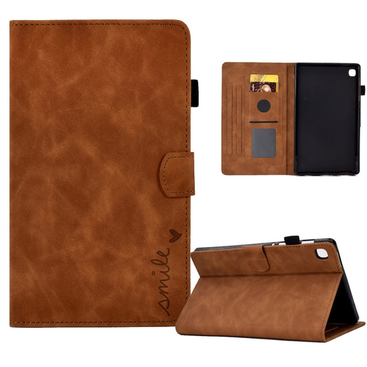 For Samsung Galaxy Tab A 8.0 2019 T290 Embossed Smile Flip Tablet Leather Case(Brown) by bashfashion