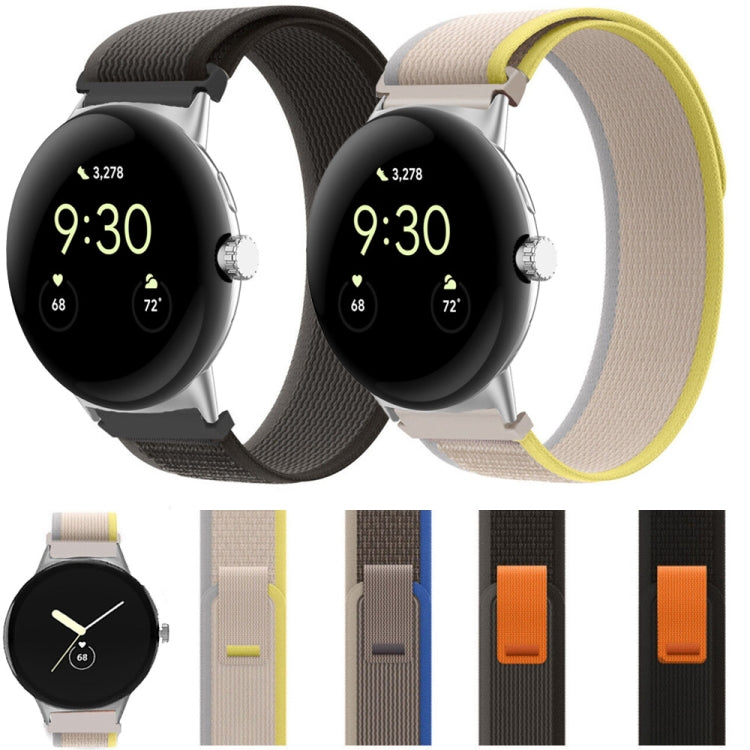 For Google Pixel Watch Loop Silver Connector Nylon Watch Band(Blue) by bashfashion