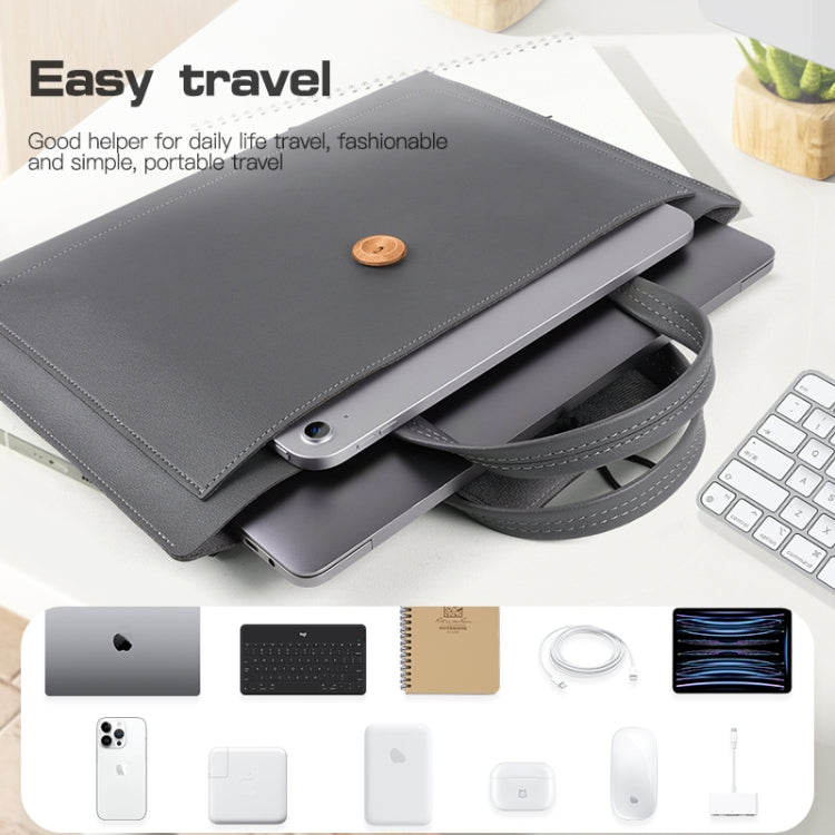 13-14 inch Universal Elastic Thread Button Portable Laptop Inner Bag(Dark Grey) by bashfashion