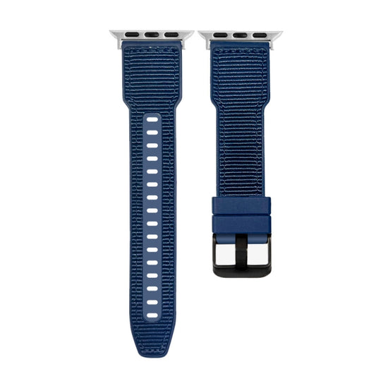 For Apple Watch Series 8 45mm Hybrid Braid Nylon Silicone Watch Band(Blue) by bashfashion