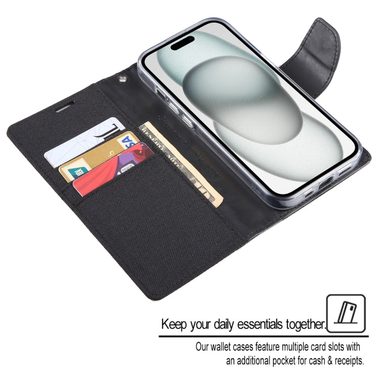 For iPhone 15 Plus GOOSPERY CANVAS DIARY Fabric Texture Flip Leather Phone Case(Rose Red) by GOOSPERY