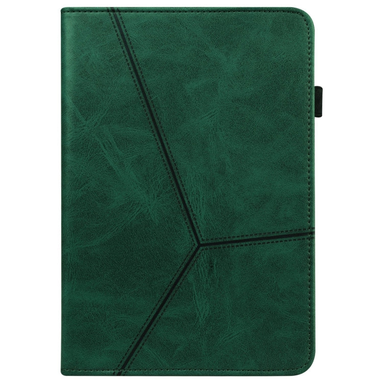 For Samsung Galaxy Tab A9+ Solid Color Stripe Embossed Leather Tablet Case(Green) by bashfashion