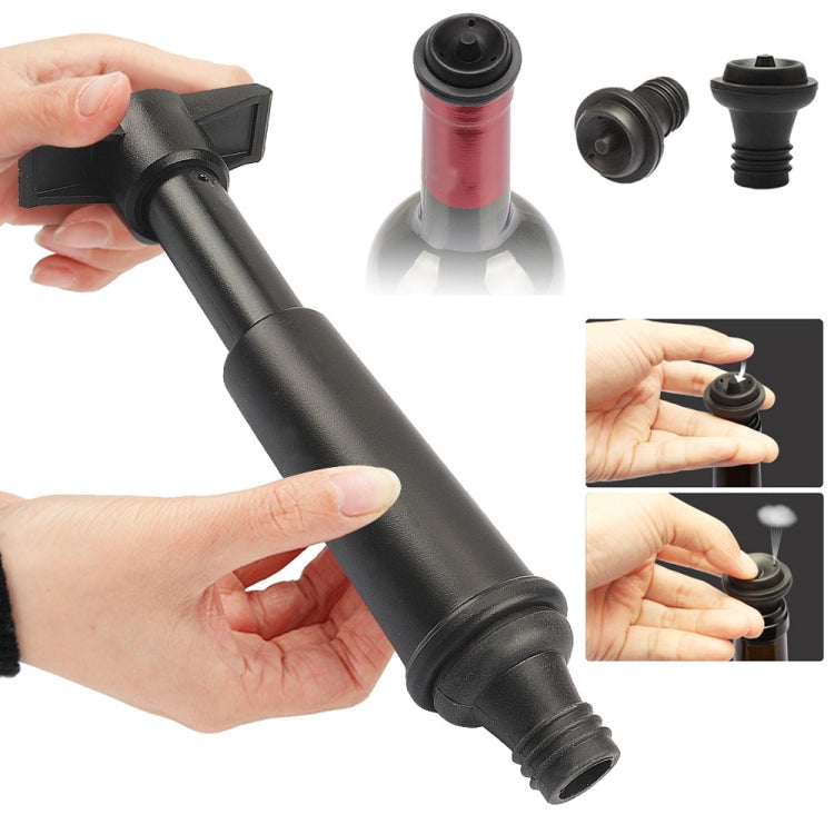 Red Wine Vacuum Pump Freshener Silicone Wine Stopper Set, Specification:Black Pump 4-stopper Box by bashfashion