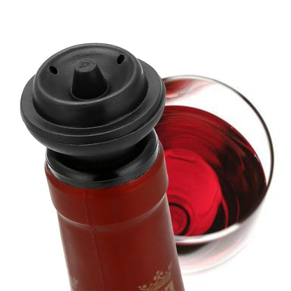 Red Wine Vacuum Pump Freshener Silicone Wine Stopper Set, Specification:Black Pump 4-stopper Box by bashfashion