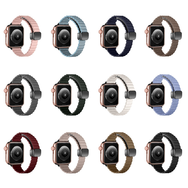 For Apple Watch Series 2 42mm Water Ripple Magnetic Folding Buckle Watch Band, Style: Thin Version(Grey) by bashfashion