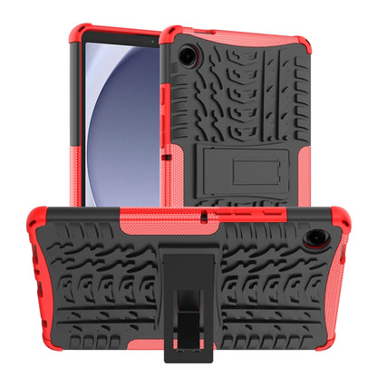 For Samsung Galaxy Tab A9 / Tab A11 Tire Texture TPU + PC Tablet Case with Holder(Red) by bashfashion