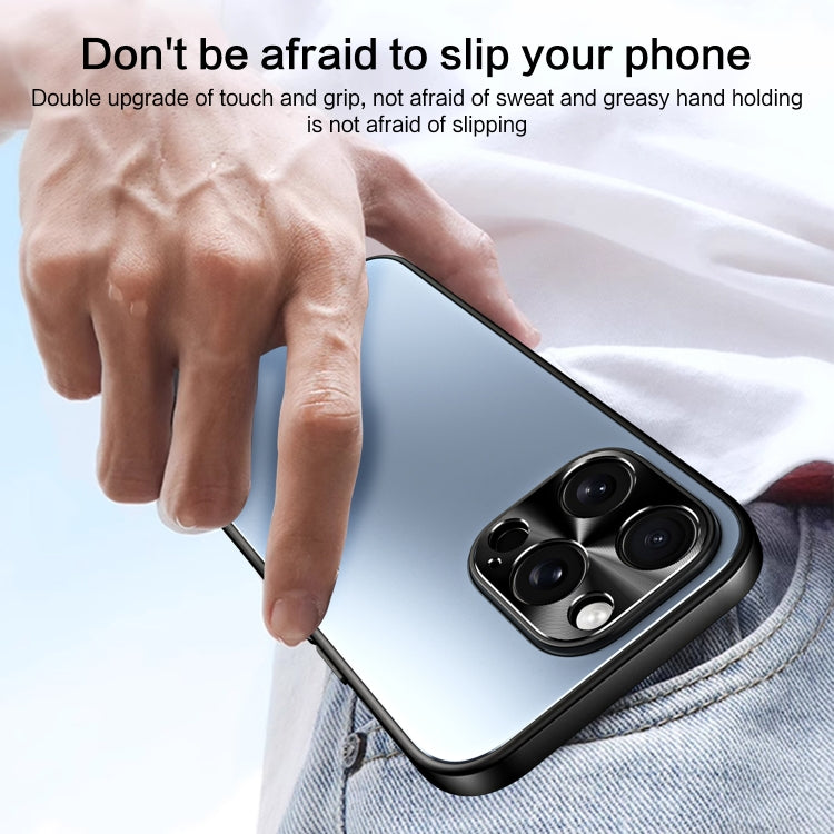 For iPhone 15 Pro Max R-JUST RJ-61 Electroplating Frosted TPU + PC Phone Case with Holder(Grey) by R-JUST