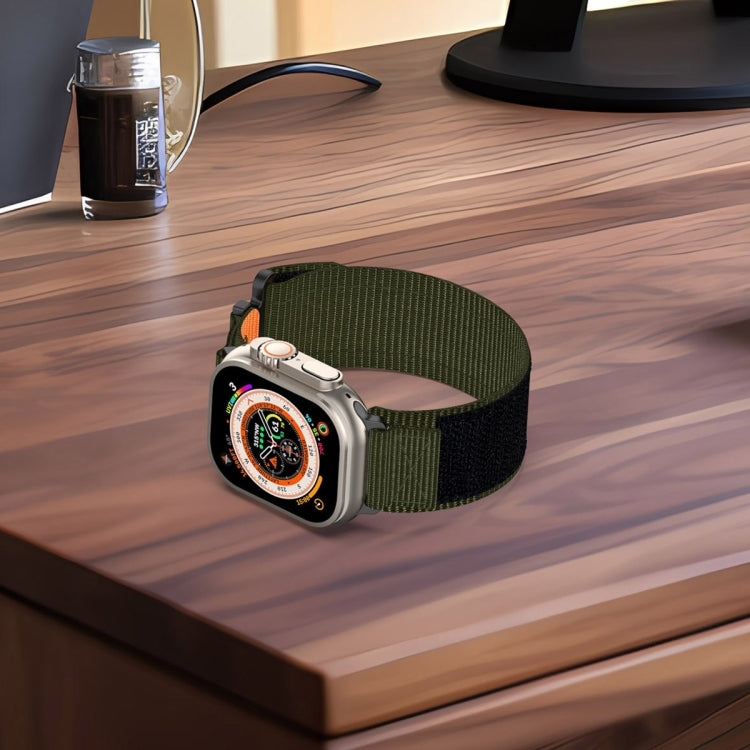 For Apple Watch Series 7 45mm Nylon Hook And Loop Fastener Watch Band(Army Green) by bashfashion