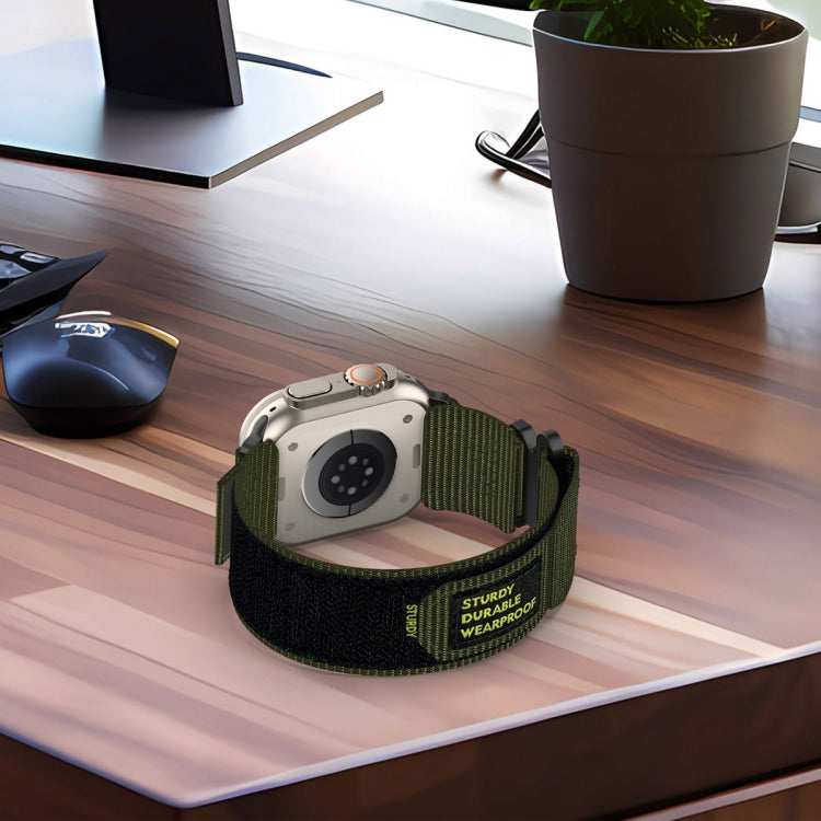 For Apple Watch Series 7 41mm Nylon Hook And Loop Fastener Watch Band(Army Green) by bashfashion