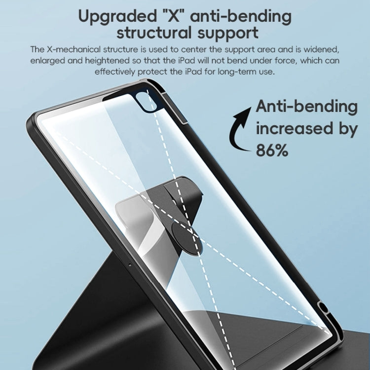 For iPad Pro 12.9 2022/2021/2020 ZGA Tri-Fold 360 Rotation Smart Leather Tablet Case(Blue) by ZGA