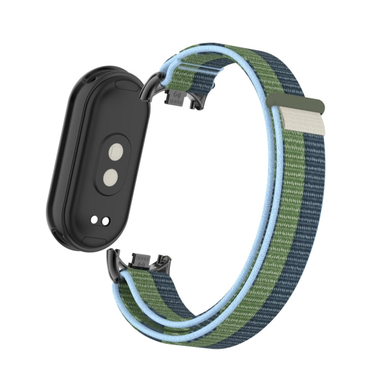 For Xiaomi Smart Band 9 / 8 Metal Connector + Loop Nylon Hook and Loop Fastener Watch Band(Deep Blue) by bashfashion