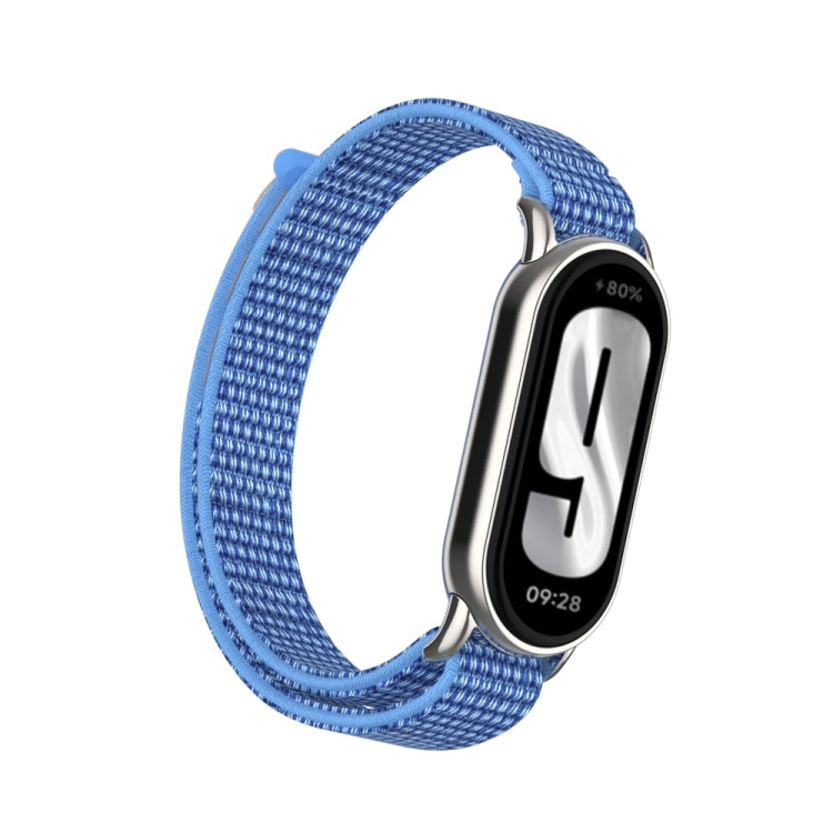 For Xiaomi Smart Band 9 / 8 Metal Connector + Loop Nylon Hook and Loop Fastener Watch Band(Cape Blue) by bashfashion