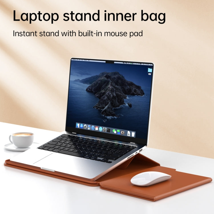 Multifunctional Laptop PU Magnetic Stand Split Liner Bag with Mouse Pad Function, Size:15 inch(Black) by bashfashion