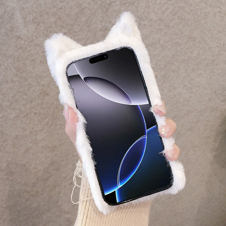 For iPhone 13 mini 3D Cute Cat Plush Full Coverage Phone Case(White) by bashfashion