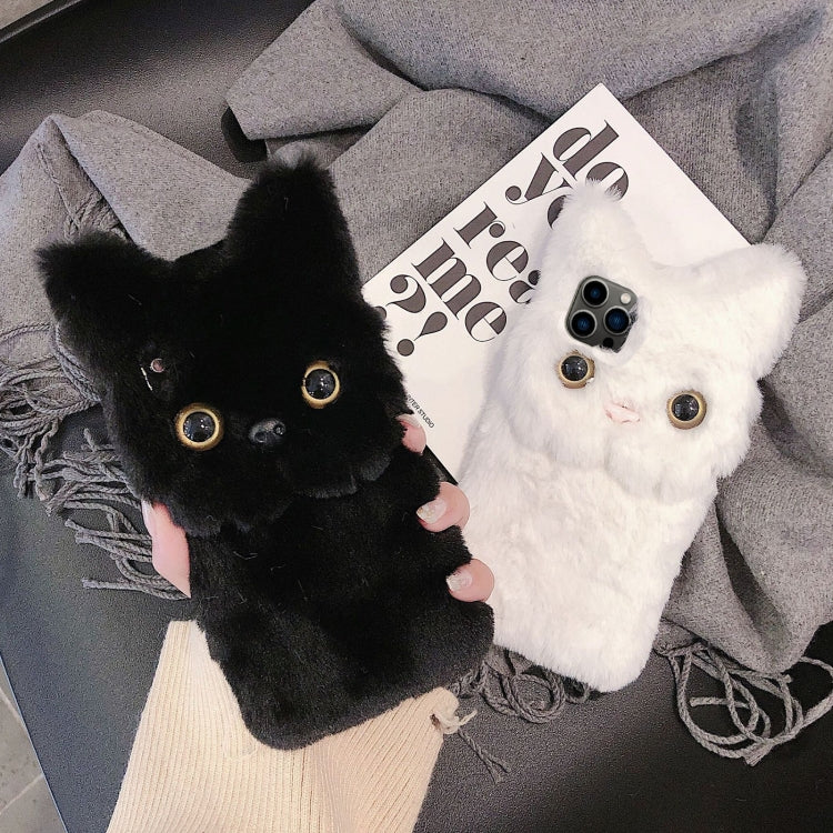 For iPhone 13 mini 3D Cute Cat Plush Full Coverage Phone Case(White) by bashfashion
