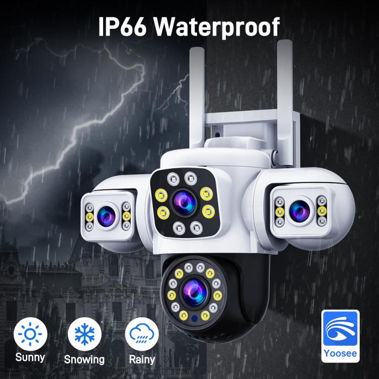 2MP HD 360 Degree Panorama 3 Lens IP66 Waterproof Wireless WiFi Camera, Memory:30 Days Memory Card(US Plug) by bashfashion