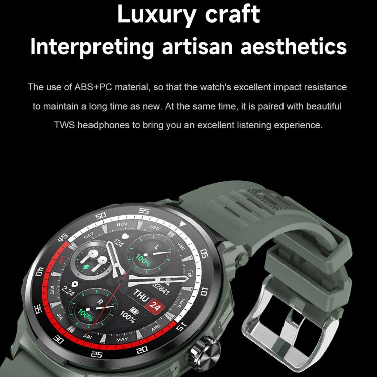 D11 1.46 inch 2 in 1 Bluetooth Earphone Smart Watch, Support Bluetooth Call / NFC / Heart Rate(Black) by bashfashion