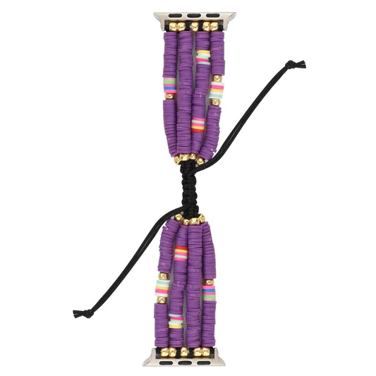 Bohemian Style Soft Ceramic Beaded Strap For Apple Series 7 41mm / 6 & SE & 5 & 4 40mm / 3 & 2 & 1 38mm(Purple) by bashfashion
