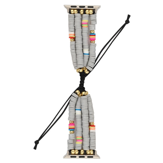 Bohemian Style Soft Ceramic Beaded Strap For Apple Series 7 41mm / 6 & SE & 5 & 4 40mm / 3 & 2 & 1 38mm(Grey) by bashfashion