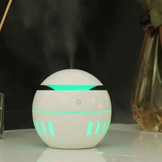 Wood Grain USB Hollowed-out Humidifier Seven Color Aromatherapy Lamp Automatic Alcohol Sprayer with Remote Control(White-1) by bashfashion