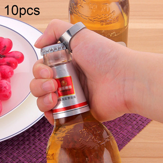 10pcs Ring Style Metal Beer Bottle & Can Opener, Inner Diameter: 2.2cm(Silver) by bashfashion