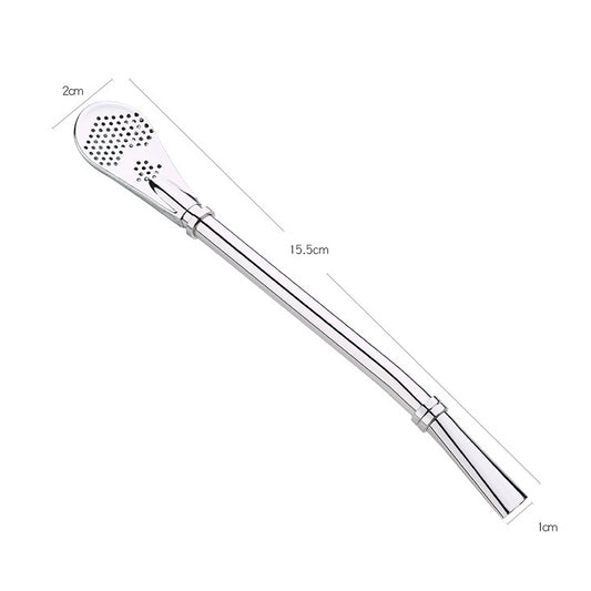 Stainless Steel Tea Leaf Filtered Drinking Straw Herb Tea Filter Tea Strainer Juice Cafe Coffee Stirring Spoon by bashfashion