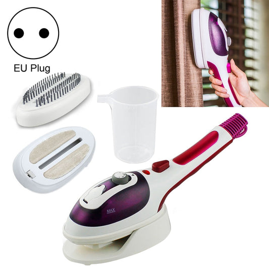 Multifunction Household Handheld Steamer Travel Portable Hand - Held Steam Hanging Hot Machine Ceramic Bottom with Flannelette Brush & Hair Brush & Measuring Cup,EU Plug(Purple) by bashfashion