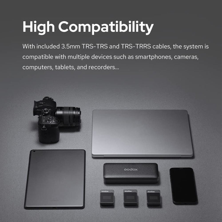 Godox MoveLink II M2 Wireless Lavalier Microphone System with 2 Transmitters and 1 Receiver for DSLR Cameras and Camcorders (Black) by Godox