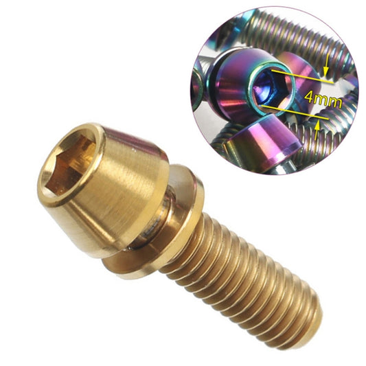 TOSEEK Bicycle Handlebar Stem Screw Titanium Alloy M5x16mm Mountain Bike Fixed Gear Handlebar Stem Screw with Gasket (Gold) by TOSEEK