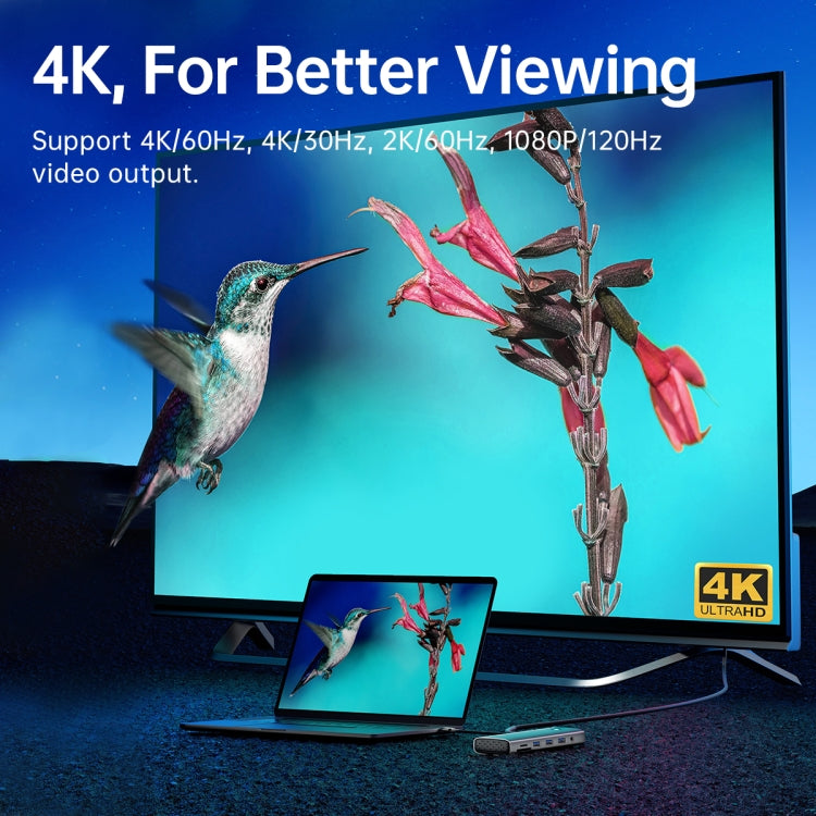 ORICO PW11-8PC Type-C / USB-C 8-in-1 5Gbps Multifunction Docking Station(Dark Gray) by ORICO