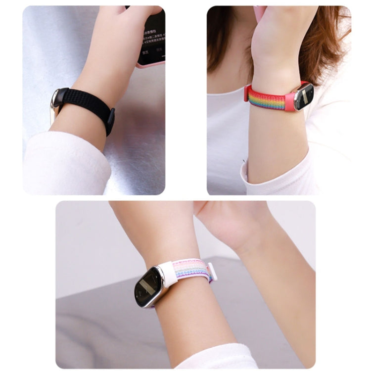 For Xiaomi Mi Band 8 ENKAY Hat-Prince 2 in 1 Set Full Coverage Screen Protector + Nylon Loop Watch Band(Rainbow+Purple) by ENKAY