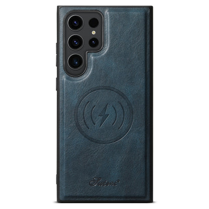 For Samsung Galaxy S23 Ultra 5G Suteni H15 Oil Eax Leather Detachable Wallet Back Phone Case(Blue) by Suteni