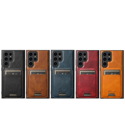 For Samsung Galaxy S23 Ultra 5G Suteni H15 Oil Eax Leather Detachable Wallet Back Phone Case(Blue) by Suteni